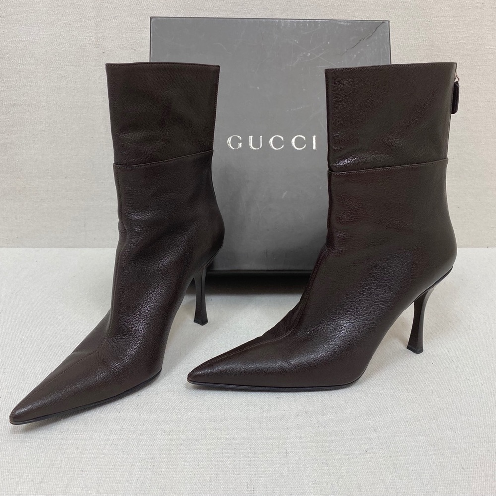 Authentic Gucci Leather Heel Boots Size 8.5